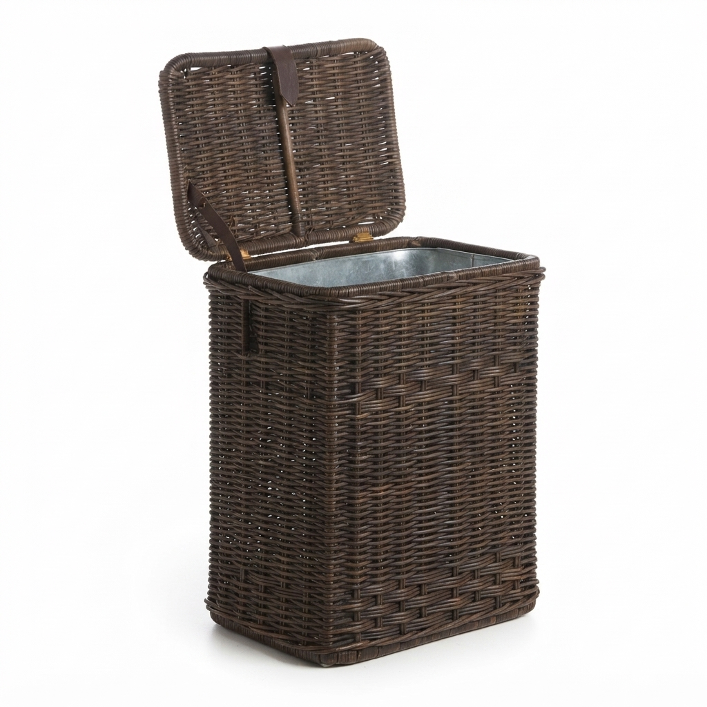 Wicker Kitchen Trash Basket with Metal Liner