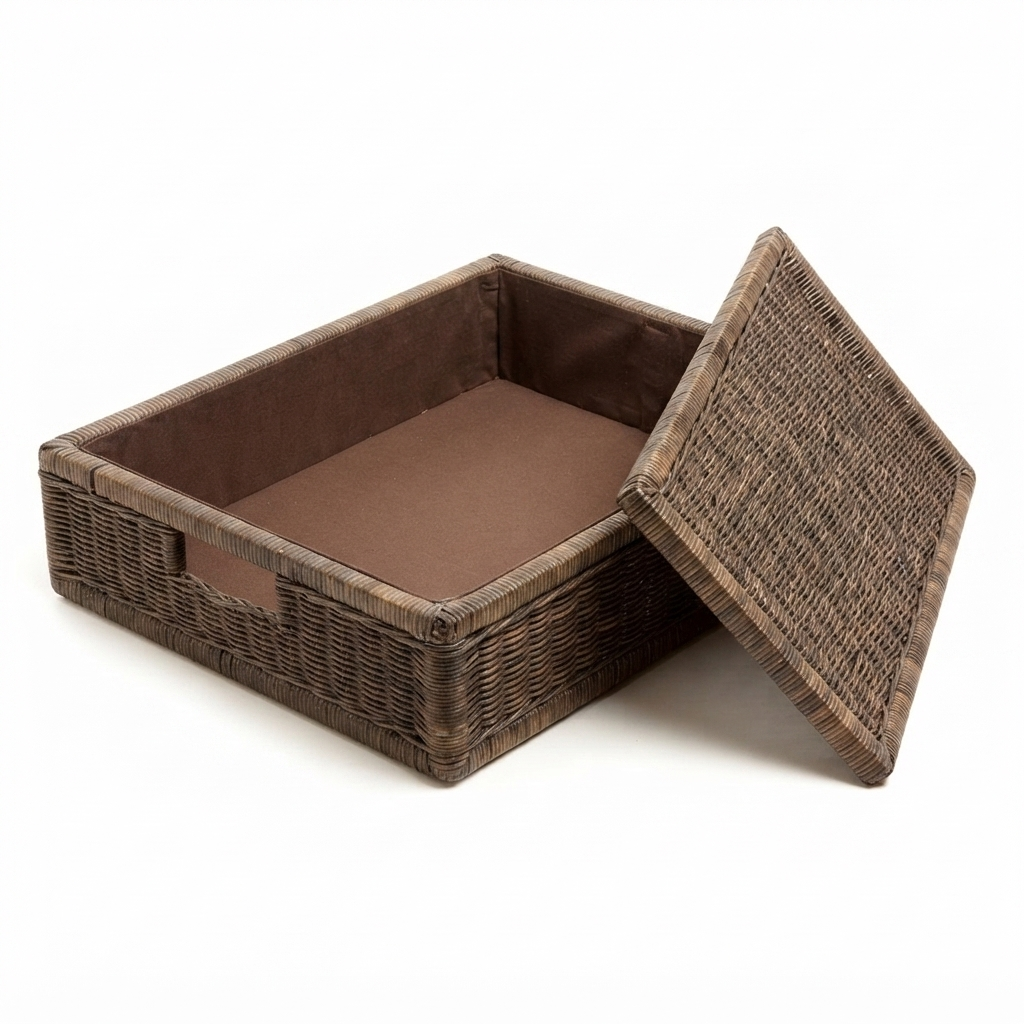 Underbed Wicker Storage Box With Fabric Liner