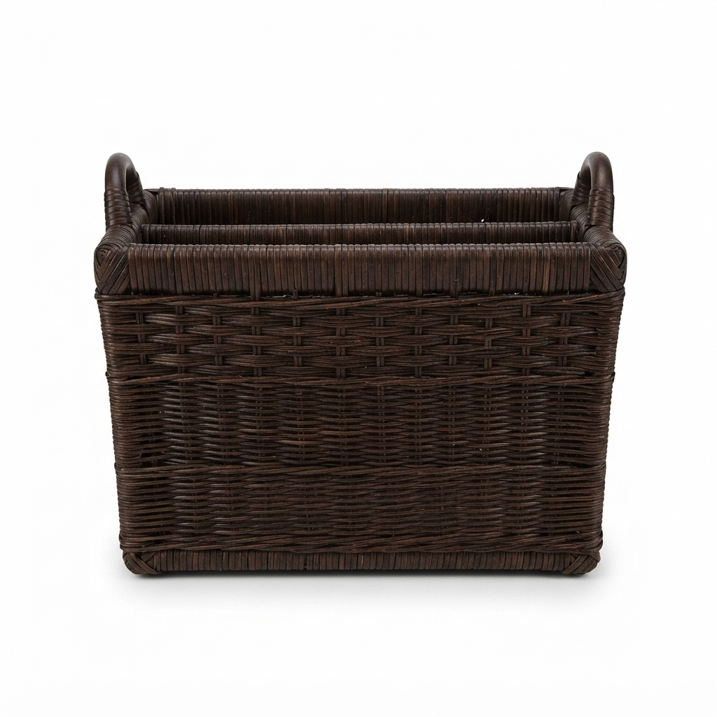Rectangular Wicker Divided Magazine Basket