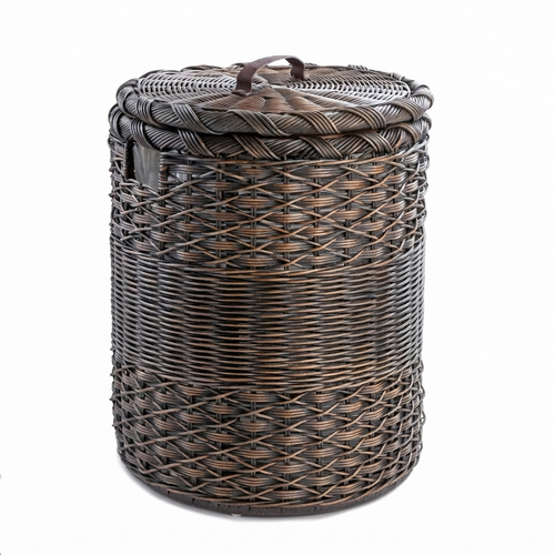 Round Wicker Laundry Hamper With Fabric Liner