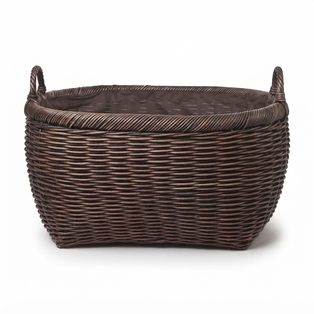 Oval Wicker Laundry Basket With Fabric Liner