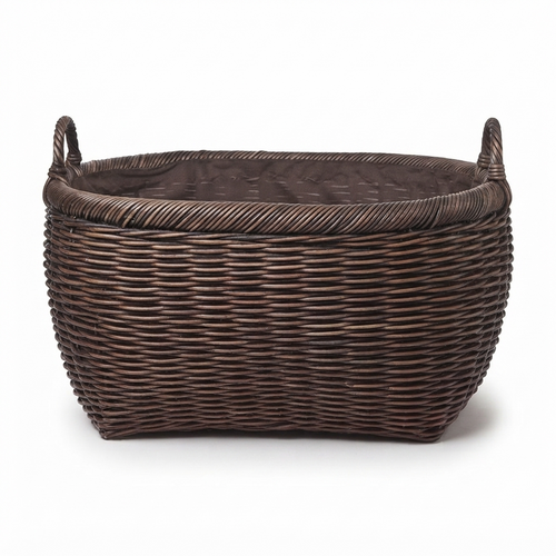 Oval Wicker Laundry Basket With Fabric Liner