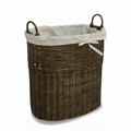 Tall Oval Wicker Tote Basket With Fabric Liner