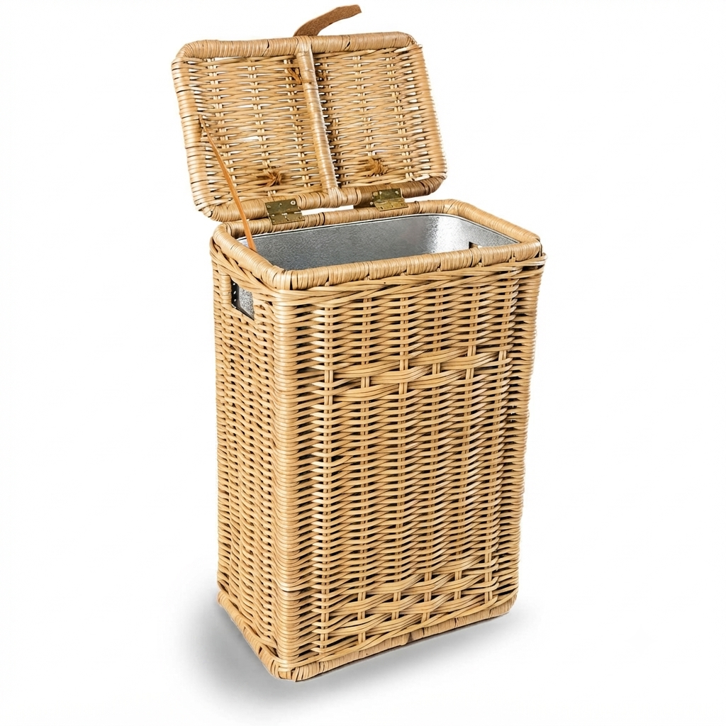 Wicker Kitchen Trash Basket with Metal Liner