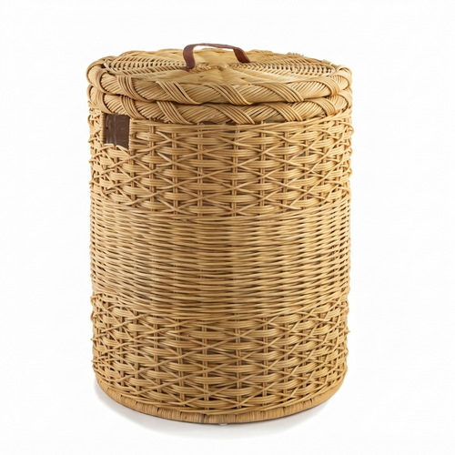 Round Wicker Laundry Hamper With Fabric Liner