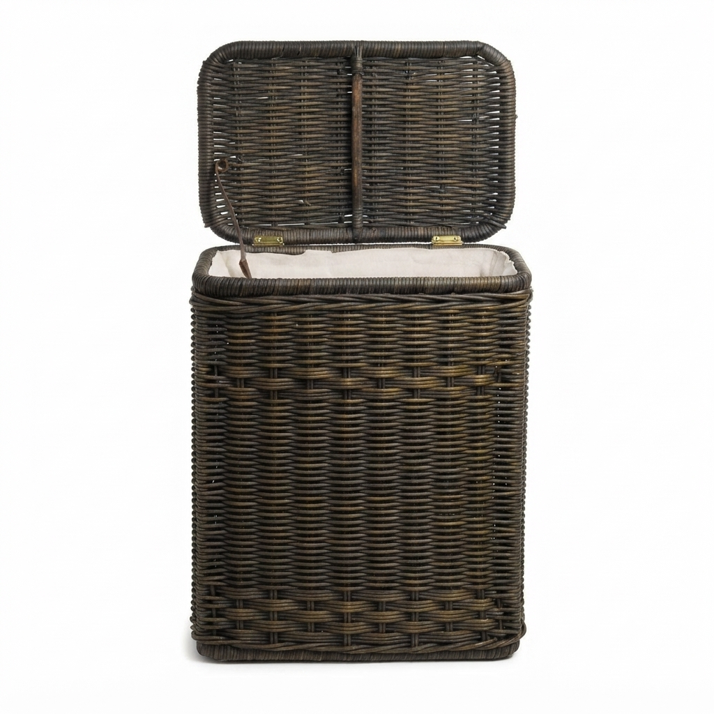 Narrow Rectangular Wicker Laundry Hamper