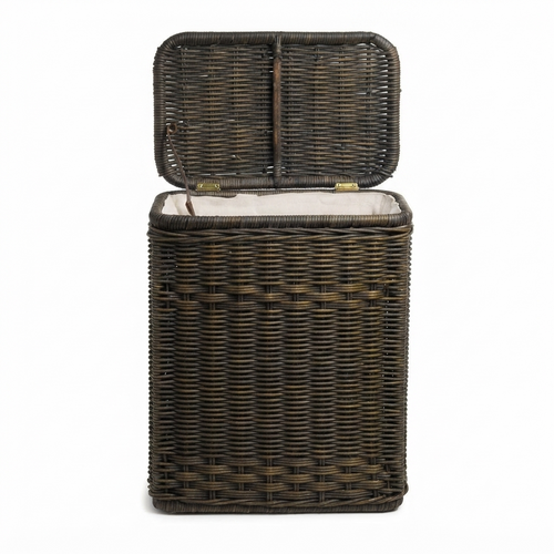 Narrow Rectangular Wicker Laundry Hamper
