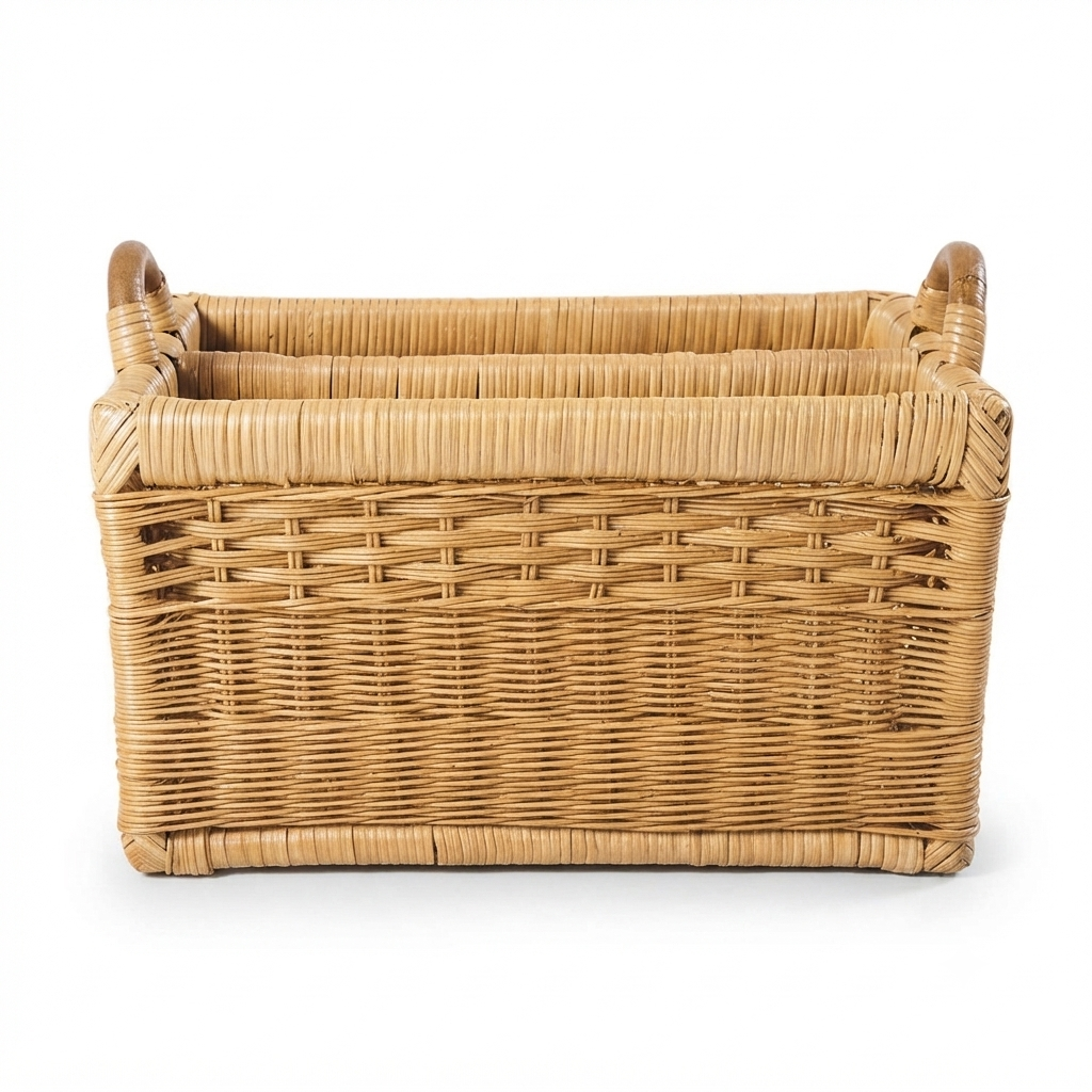 Rectangular Wicker Divided Magazine Basket