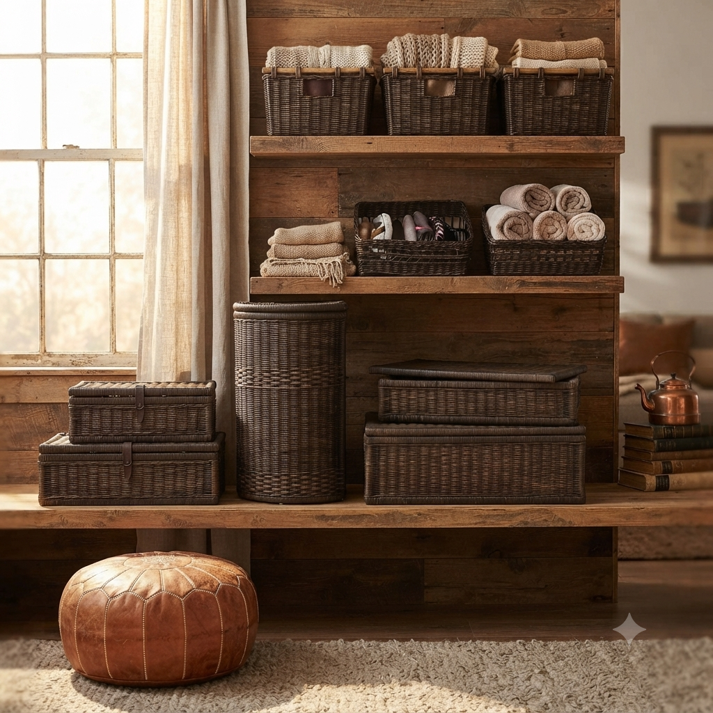 Underbed Wicker Storage Box With Fabric Liner