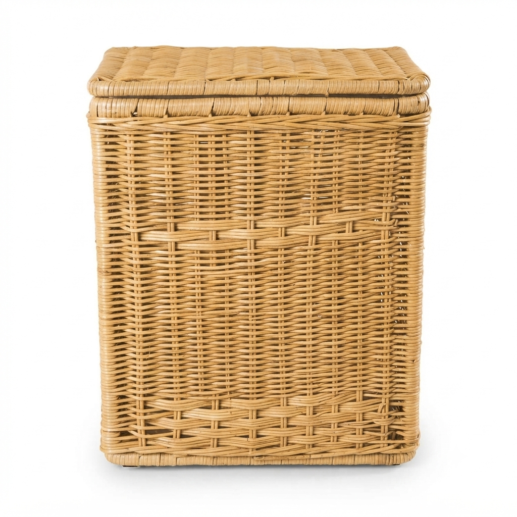 Narrow Rectangular Wicker Laundry Hamper