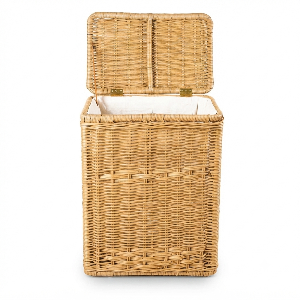 Narrow Rectangular Wicker Laundry Hamper