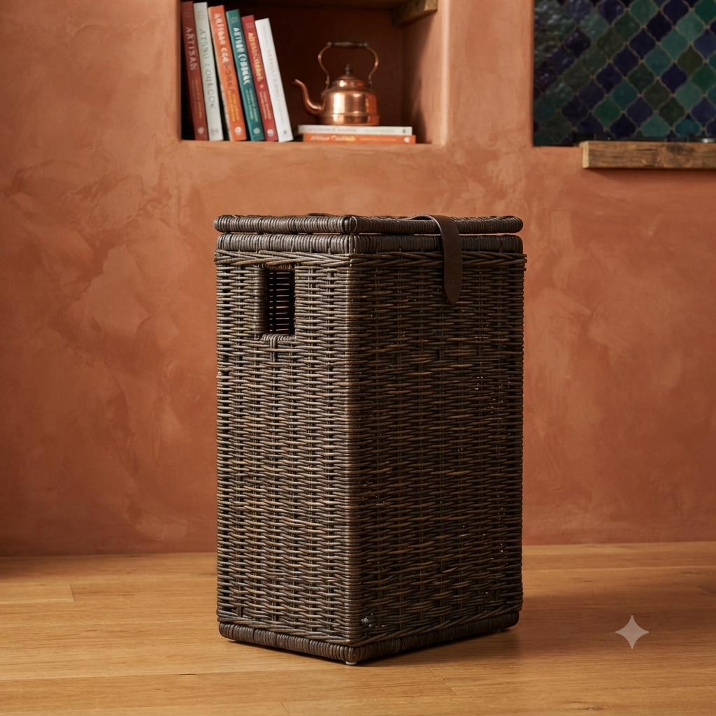Wicker Kitchen Trash Basket with Metal Liner
